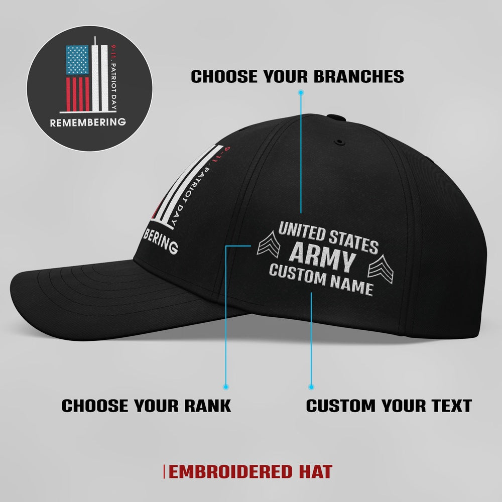 Us Army Veteran Caps, Customized  US Army Remembering 911 Patriot Day Embroidered Cap, Embroidered Dad Hat