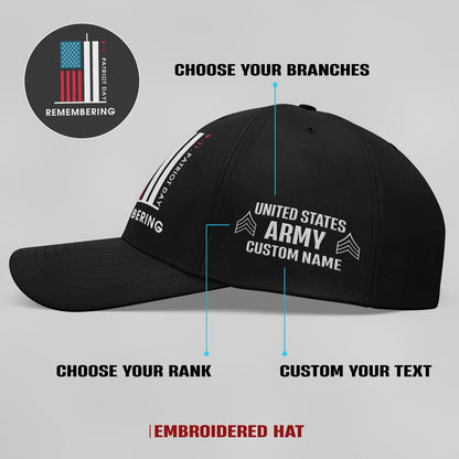 Us Army Veteran Caps, Customized  US Army Remembering 911 Patriot Day Embroidered Cap, Embroidered Dad Hat
