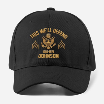 Us Army Veteran Caps, Customized  US Army This We'll Defend Embroidered Cap, Embroidered Dad Hat