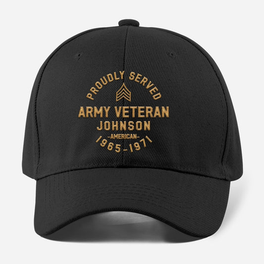 Us Army Veteran Caps, Customized  US Army Veteran Proudly Served Embroidered Cap, Embroidered Dad Hat