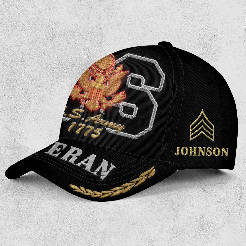Us Army Veteran Caps, Customized  US Army Veteran Rank Logo Proudly Served Embroidered Cap, Embroidered Dad Hat