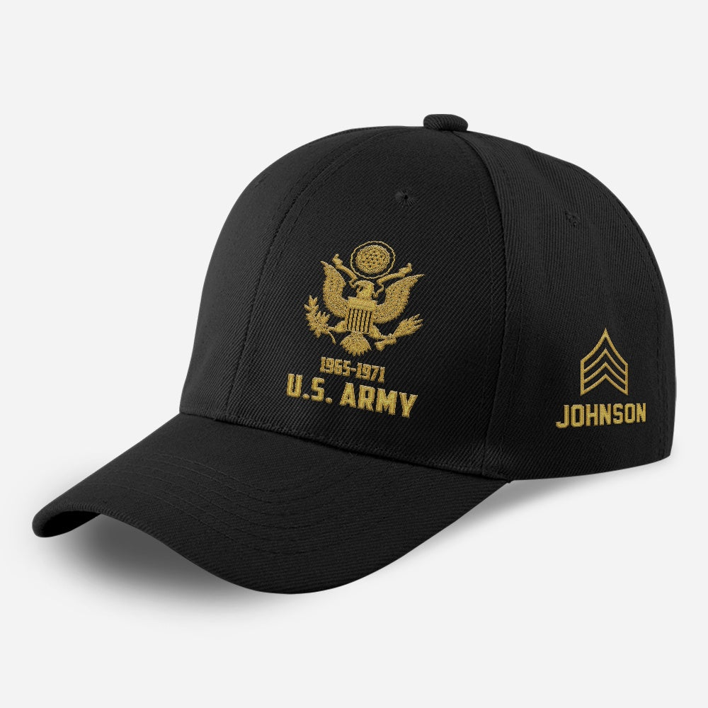 Us Army Veteran Caps, Customized  US Army Year And Logo Rank Embroidered Cap, Embroidered Dad Hat