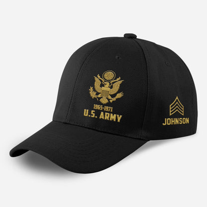 Us Army Veteran Caps, Customized  US Army Year And Logo Rank Embroidered Cap, Embroidered Dad Hat