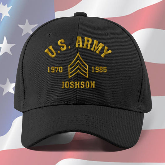 Us Army Veteran Caps, Customized  US Veteran Army Rank Embroidered Cap, Embroidered Dad Hat