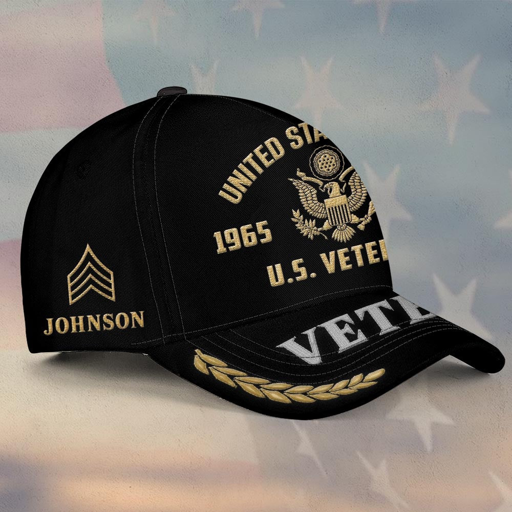 Us Army Veteran Caps, Customized  US Veteran Proudly Served Logo Rank And Year Embroidered Cap, Embroidered Dad Hat