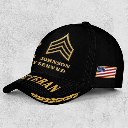 Us Army Veteran Caps, Customized  US Veteran Proudly Served Rank Embroidered Cap, Embroidered Dad Hat