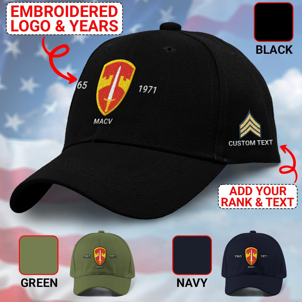 Us Army Veteran Caps, Customized U S Military Assistance Command, Vietnam Macv Embroidered Cap, Embroidered Dad Hat