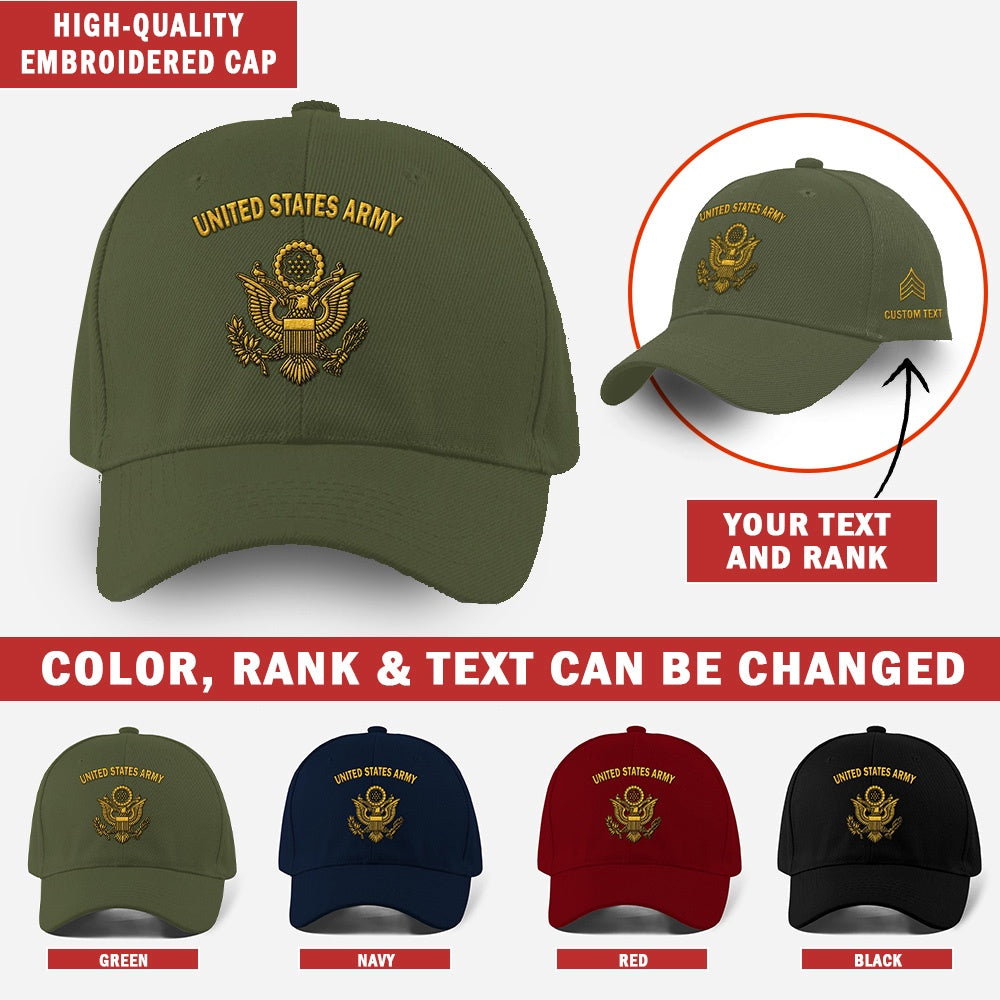 Us Army Veteran Caps, Customized  United States Army Embroidered Cap, Embroidered Dad Hat