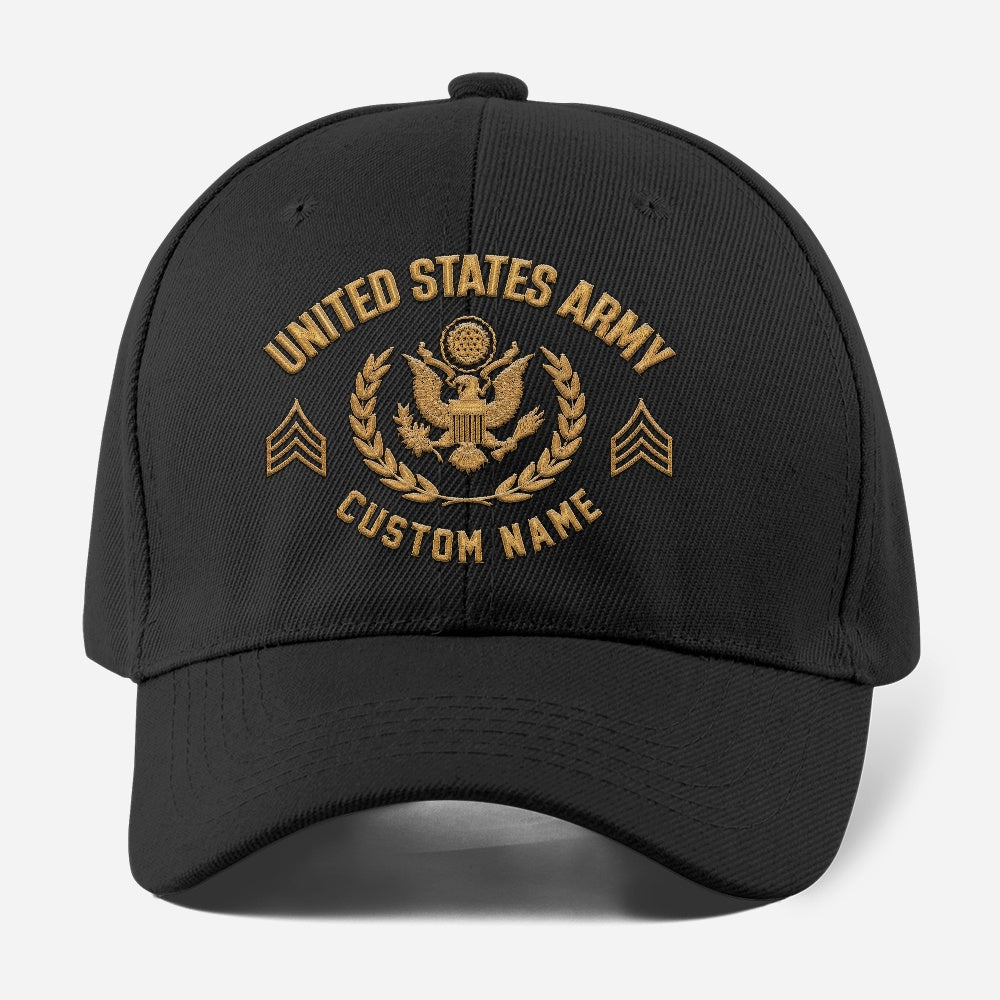 Us Army Veteran Caps, Customized  United States Army Logo Rank Embroidered Cap, Embroidered Dad Hat