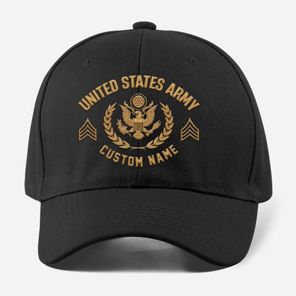 Us Army Veteran Caps, Customized  United States Army Logo Rank Embroidered Cap, Embroidered Dad Hat