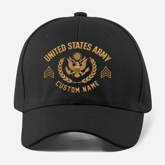 Us Army Veteran Caps, Customized  United States Army Logo Rank Embroidered Cap, Embroidered Dad Hat