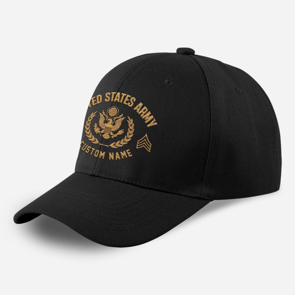 Us Army Veteran Caps, Customized  United States Army Logo Rank Embroidered Cap, Embroidered Dad Hat