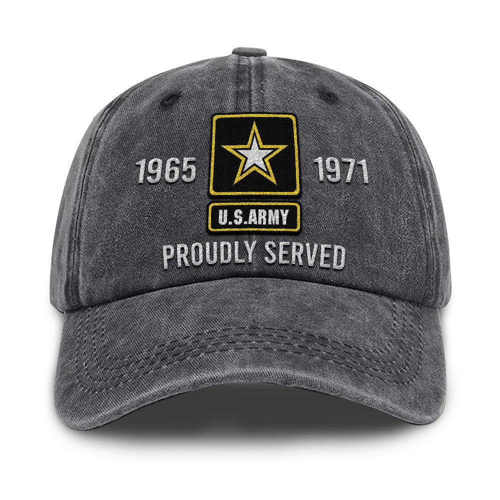 Us Army Veteran Caps, Customized  United States Army Proudly Served Embroidered Cap, Embroidered Dad Hat