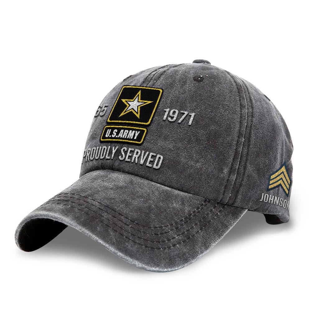 Us Army Veteran Caps, Customized  United States Army Proudly Served Embroidered Cap, Embroidered Dad Hat