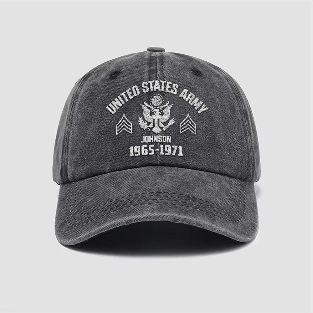 Us Army Veteran Caps, Customized  United States Army Rank Embroidered Cap, Embroidered Dad Hat