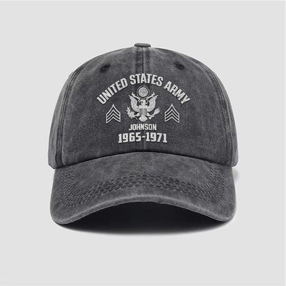 Us Army Veteran Caps, Customized  United States Army Rank Embroidered Cap, Embroidered Dad Hat