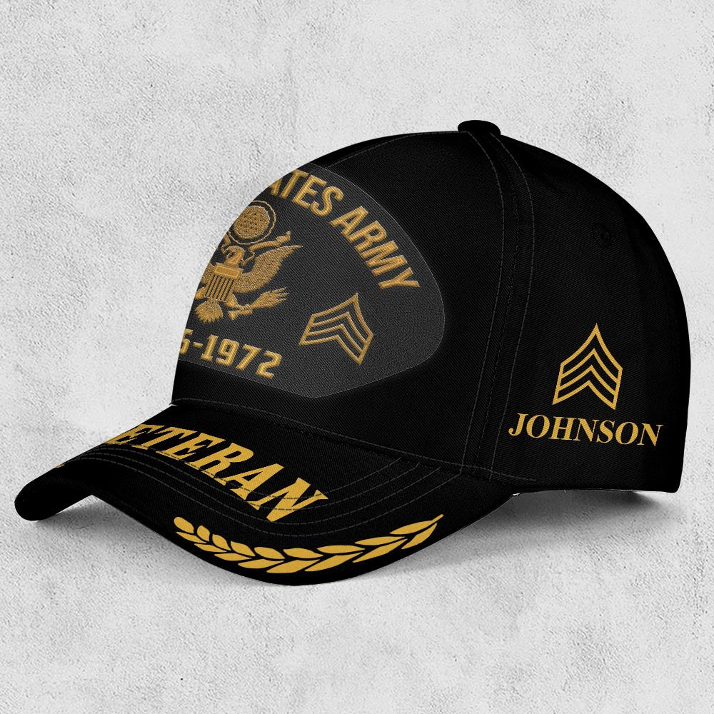 Us Army Veteran Caps, Customized  United States Army Rank Of Veteran Embroidered Cap, Embroidered Dad Hat