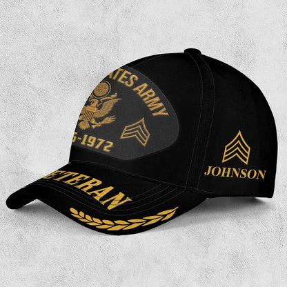 Us Army Veteran Caps, Customized  United States Army Rank Of Veteran Embroidered Cap, Embroidered Dad Hat