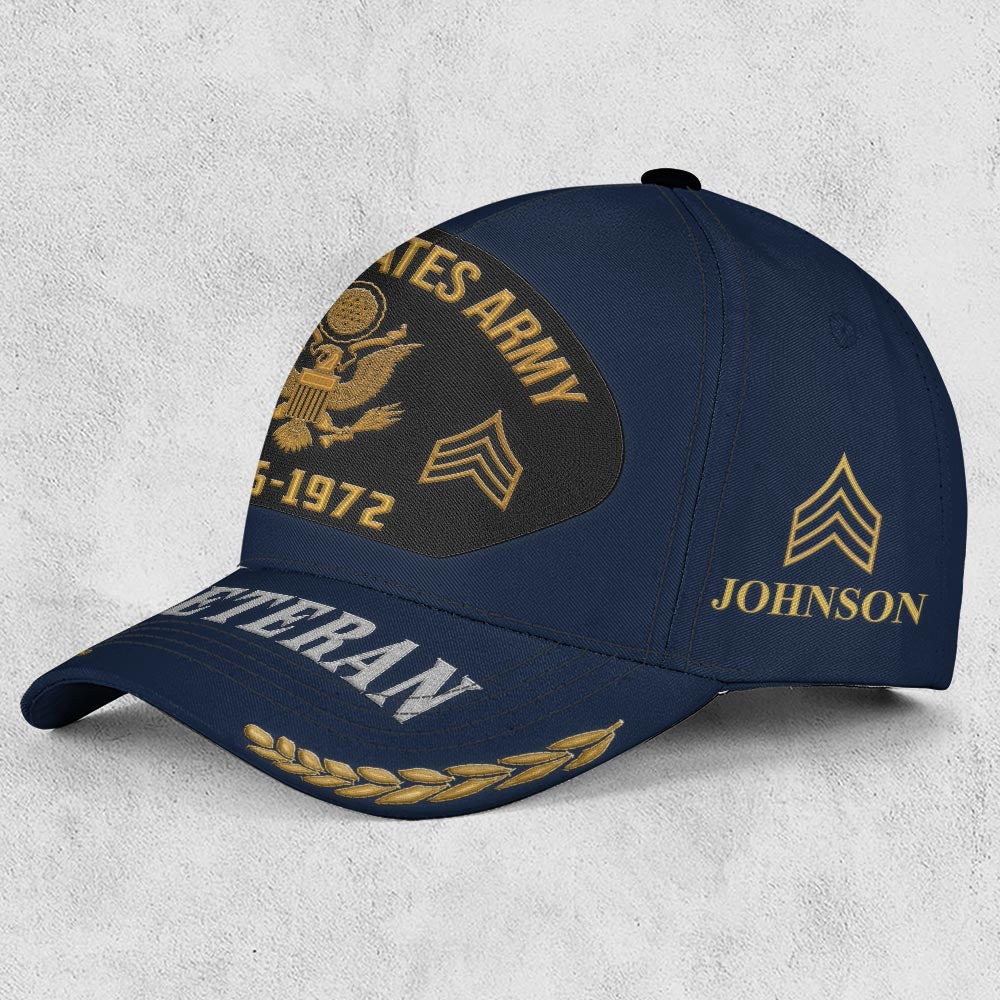 Us Army Veteran Caps, Customized  United States Army Rank, Year Embroidered Cap, Embroidered Dad Hat