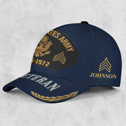 Us Army Veteran Caps, Customized  United States Army Rank, Year Embroidered Cap, Embroidered Dad Hat