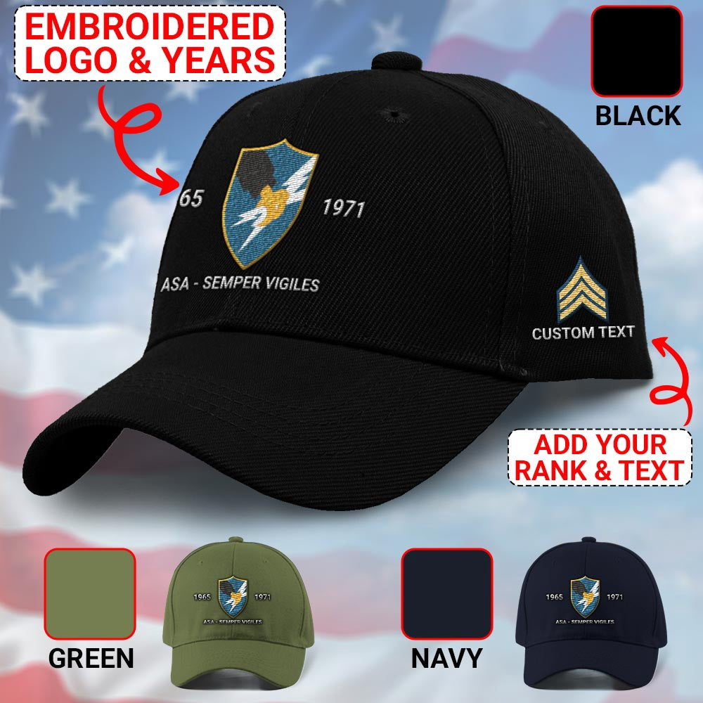 Us Army Veteran Caps, Customized United States Army Security Agency Asa Embroidered Cap, Embroidered Dad Hat