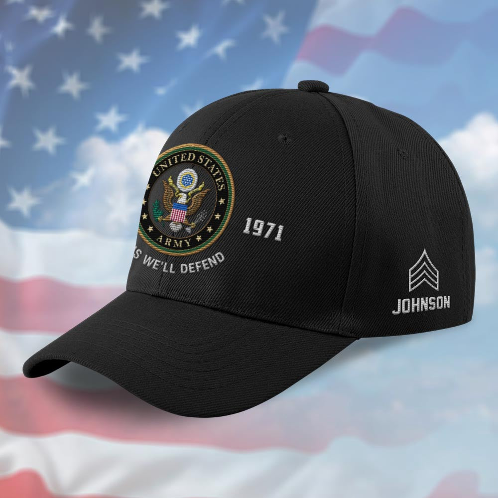 Us Army Veteran Caps, Customized  United States Army This We'll Defend Embroidered Cap, Embroidered Dad Hat