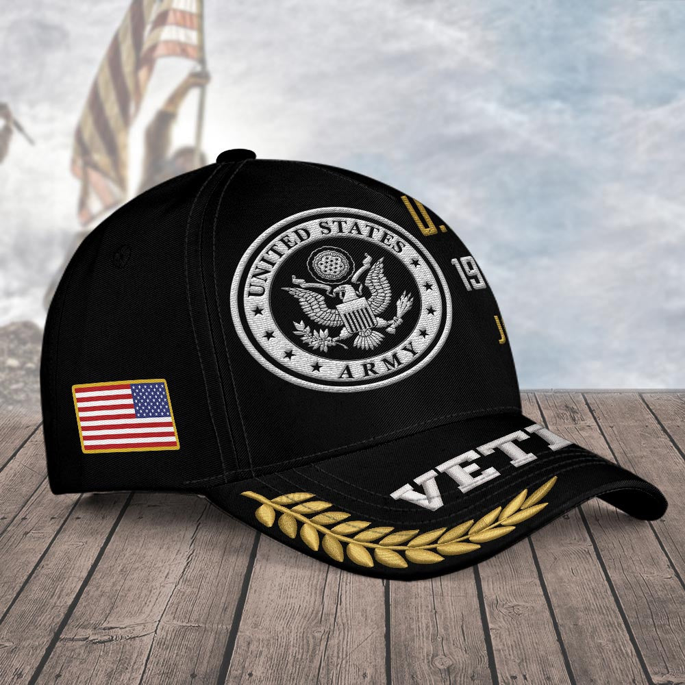 Us Army Veteran Caps, Customized  United States Army Veteran Proudly Served American Flag Embroidered Cap, Embroidered Dad Hat