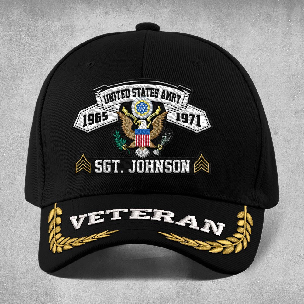 Us Army Veteran Caps, Customized  United States Army Veteran Rank Proudly Served Embroidered Cap, Embroidered Dad Hat