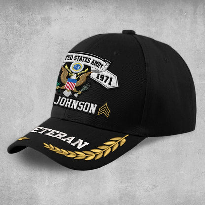 Us Army Veteran Caps, Customized  United States Army Veteran Rank Proudly Served Embroidered Cap, Embroidered Dad Hat
