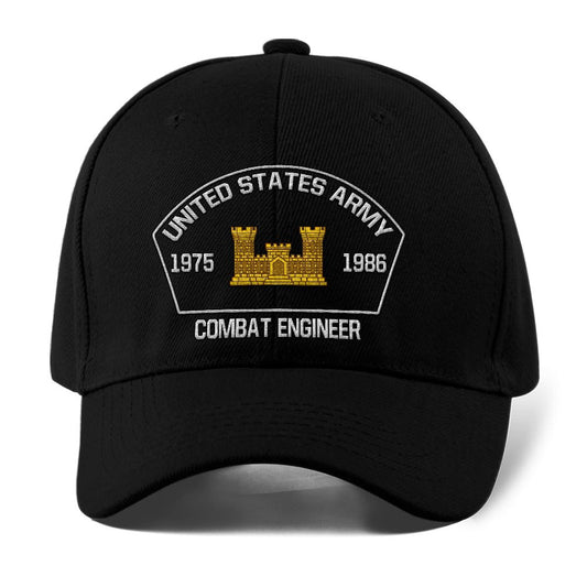 Us Army Veteran Caps, Customized  Us Army Branches Combat Engineer Embroidered Cap, Embroidered Dad Hat