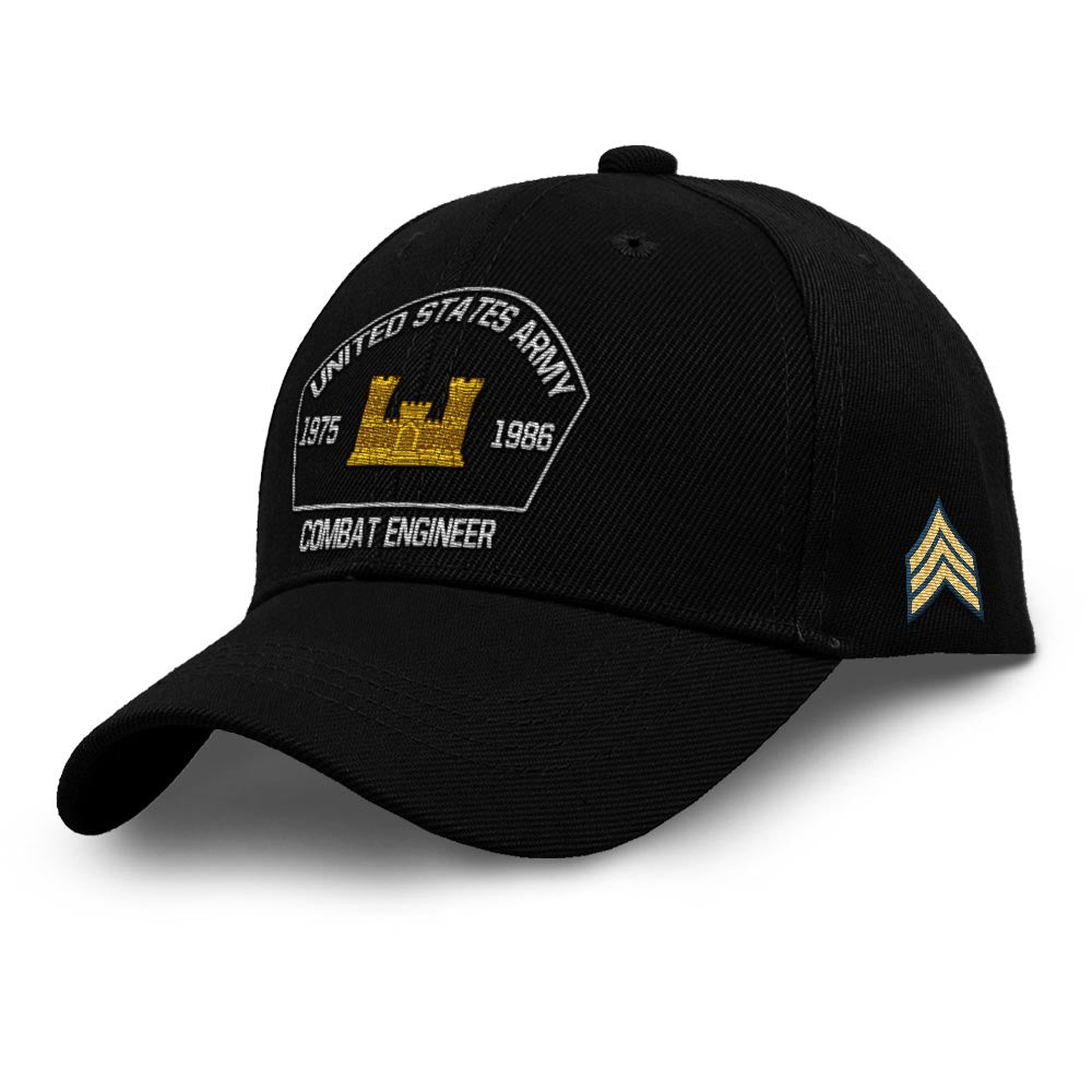 Us Army Veteran Caps, Customized  Us Army Branches Combat Engineer Embroidered Cap, Embroidered Dad Hat