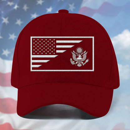Us Army Veteran Caps, Customized  Us Army Flag Red Embroidered Cap, Embroidered Dad Hat