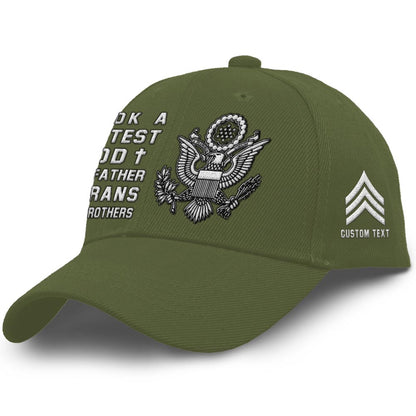 Us Army Veteran Caps, Customized  Us Army I Took A Dna Test God Is My Father Veterans Are My Brothers Embroidered Cap, Embroidered Dad Hat