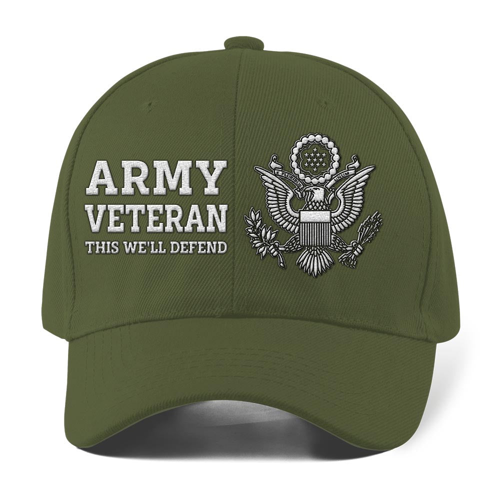 Us Army Veteran Caps, Customized  Us Army Logo This We'll Defend Embroidered Cap, Embroidered Dad Hat