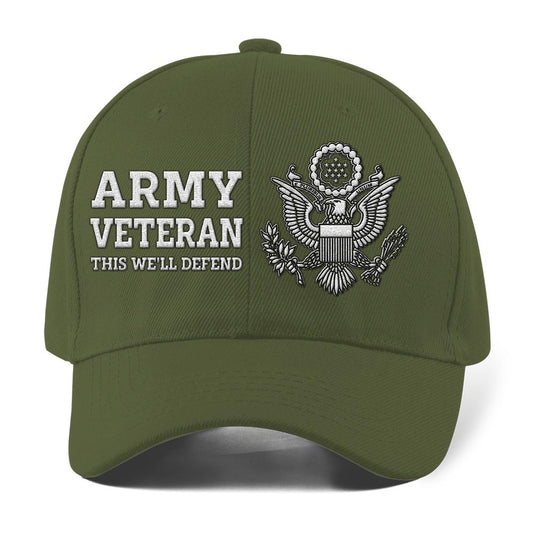 Us Army Veteran Caps, Customized  Us Army Logo This We'll Defend Embroidered Cap, Embroidered Dad Hat
