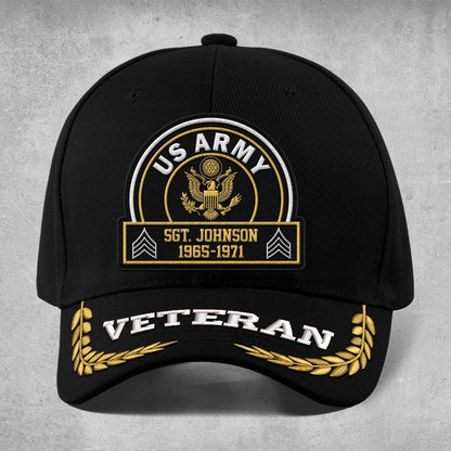 Us Army Veteran Caps, Customized  Us Army Veteran Logo Rank Proudly Served Embroidered Cap, Embroidered Dad Hat