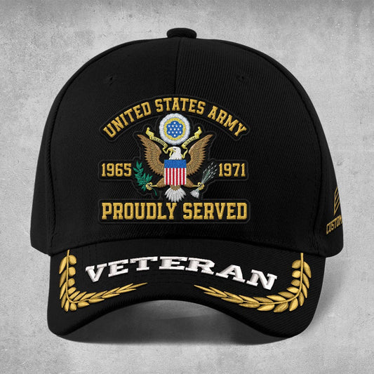 Us Army Veteran Caps, Customized  Us Army Veteran Proudly Served Rank 1 Embroidered Cap, Embroidered Dad Hat