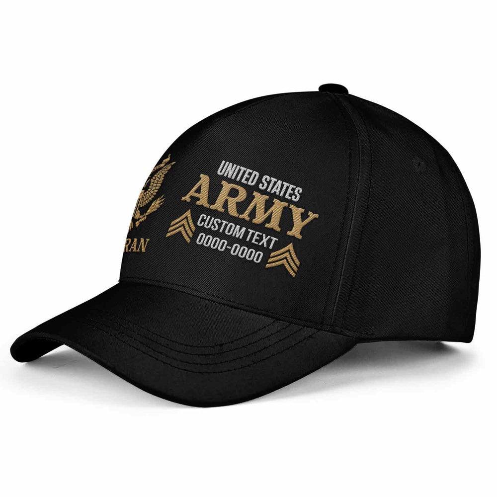 Us Army Veteran Caps, Customized  Us Army Veteran Proudly Served Rank Embroidered Cap, Embroidered Dad Hat