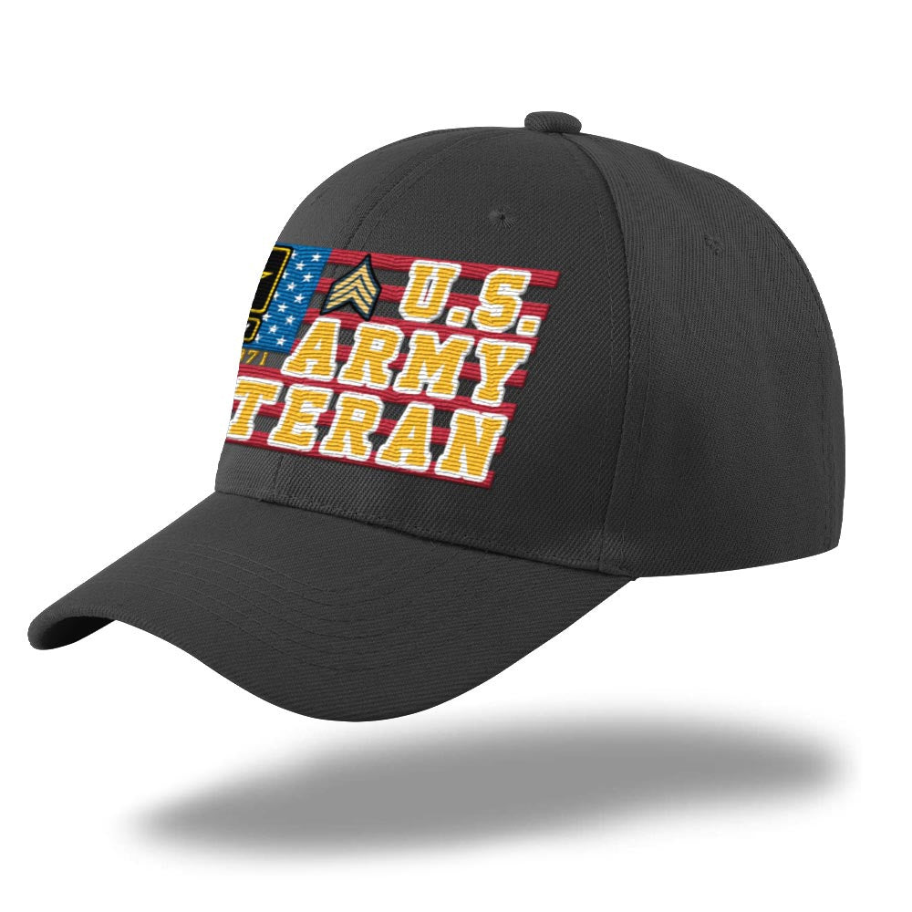 Us Army Veteran Caps, Customized  Us Army Veteran Rank Logo Embroidered Cap, Embroidered Dad Hat