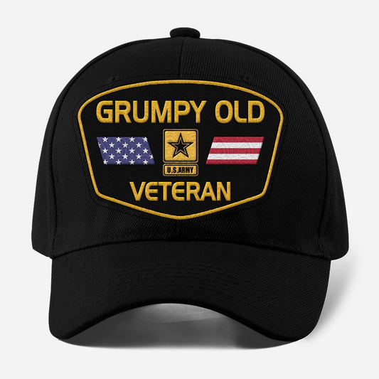 Us Army Veteran Caps, Customized  Us Grumpy Old Veteran Embroidered Cap, Embroidered Dad Hat