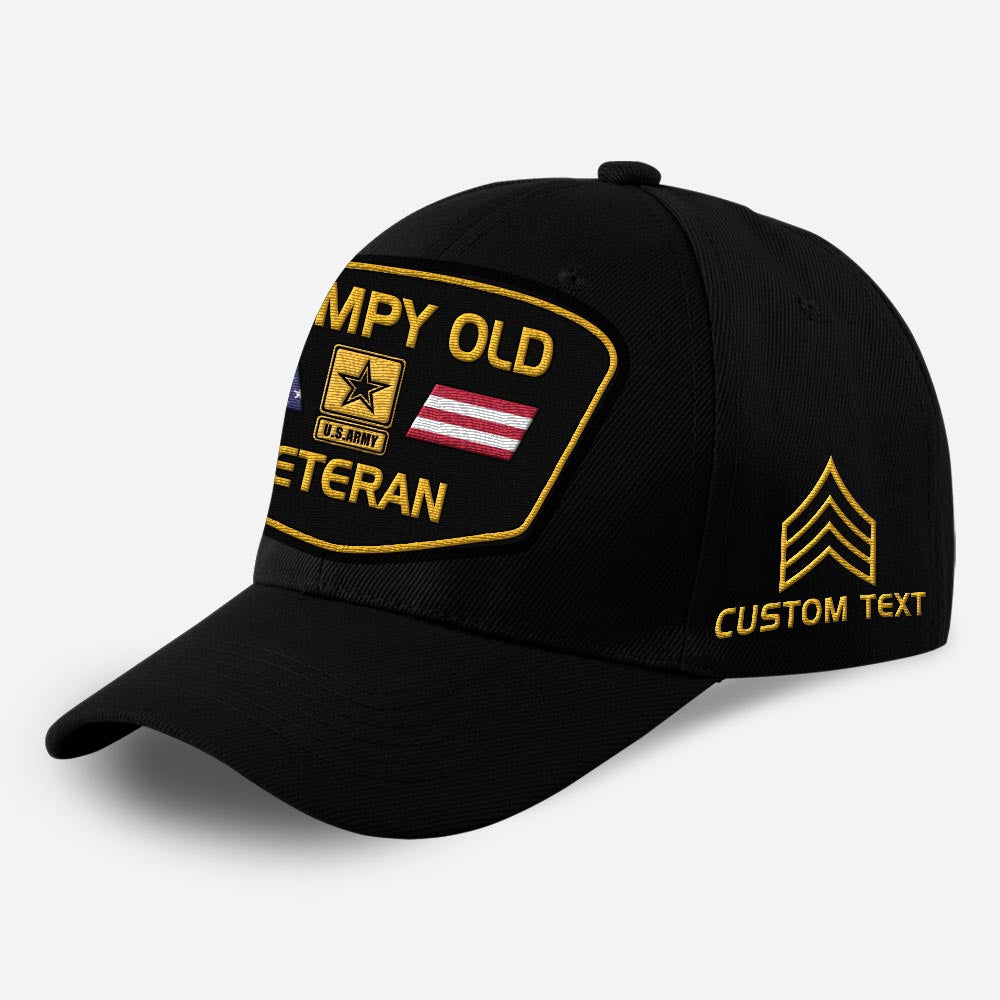 Us Army Veteran Caps, Customized  Us Grumpy Old Veteran Embroidered Cap, Embroidered Dad Hat