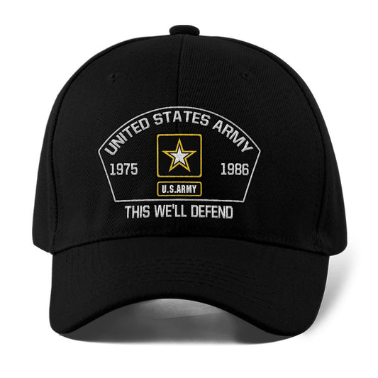 Us Army Veteran Caps, Customized  Us Military This We'll Defend Rank Embroidered Cap, Embroidered Dad Hat