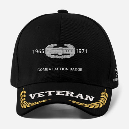 Us Army Veteran Caps, Customized  Us Veteran Army Badges Proudly Served Combat Action Badge Embroidered Cap, Embroidered Dad Hat