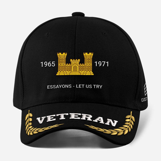 Us Army Veteran Caps, Customized  Us Veteran Army Branches Proudly Served Essayons Let Us Try Embroidered Cap, Embroidered Dad Hat