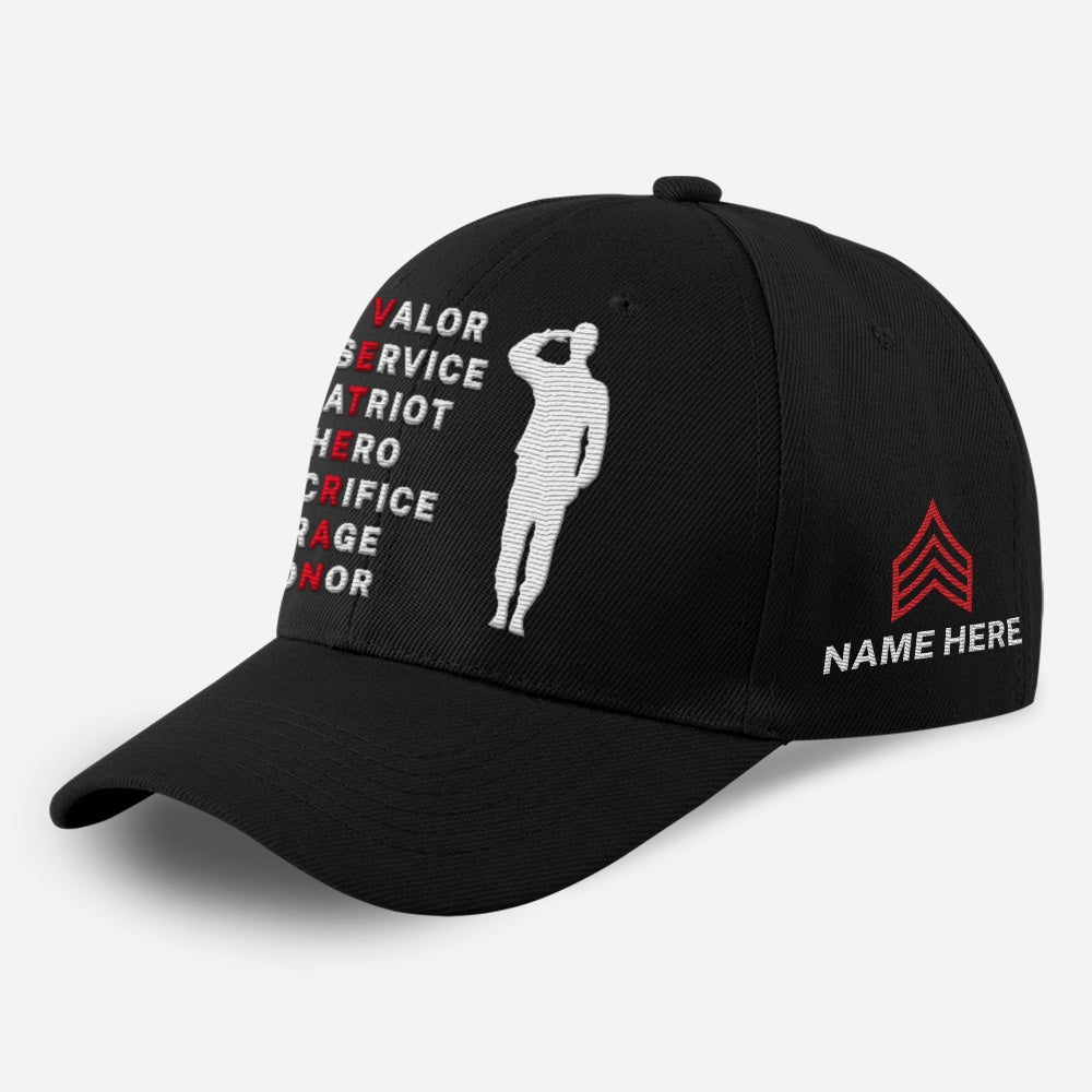 Us Army Veteran Caps, Customized  Veteran Valor Honor Embroidered Cap, Embroidered Dad Hat