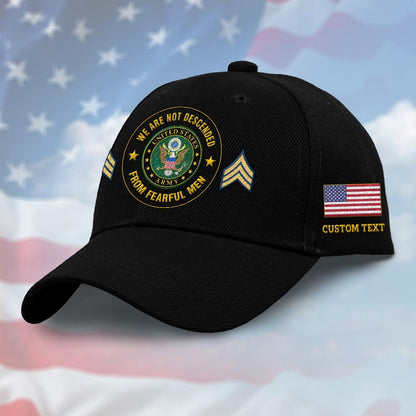 Us Army Veteran Caps, Customized We Are Not Descended From Fearful Men Embroidered Cap, Embroidered Dad Hat