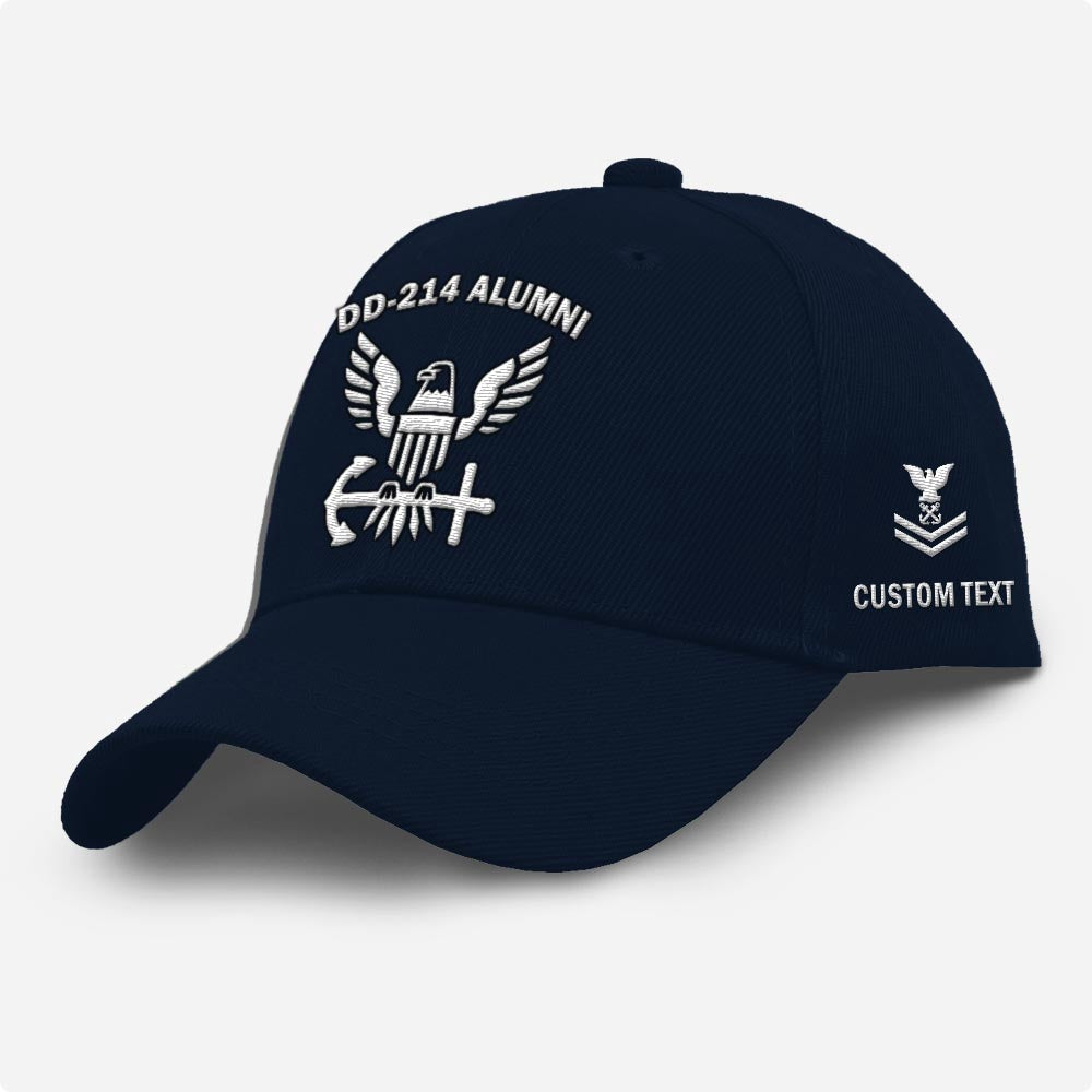 Us Veteran Navy Cap, Customized Dd 214 Alumni United States Navy Embroidered Cap, Embroidered Dad Hat