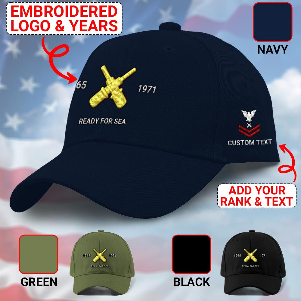 Us Veteran Navy Cap, Customized Navy Gunner'S Mate Embroidered Cap, Embroidered Dad Hat