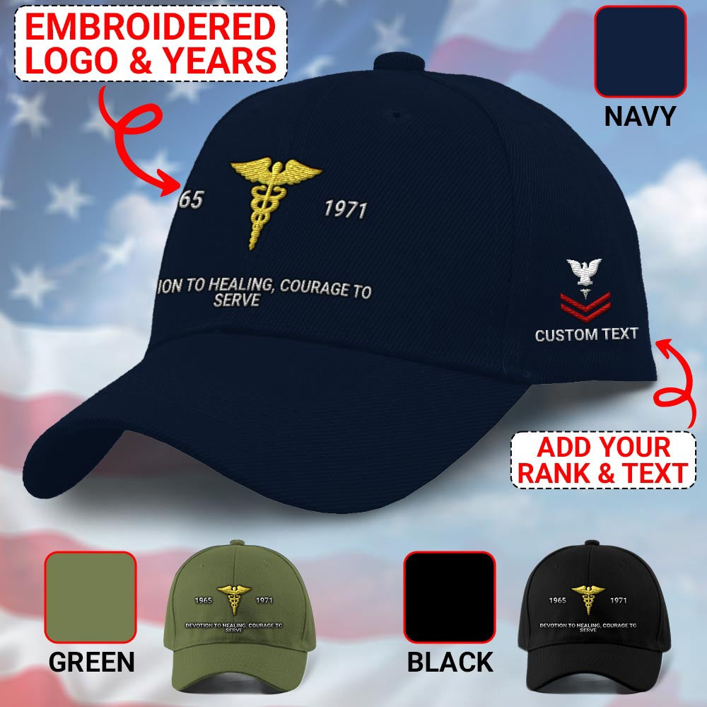 Us Veteran Navy Cap, Customized Navy Hospital Corpsman Embroidered Cap, Embroidered Dad Hat