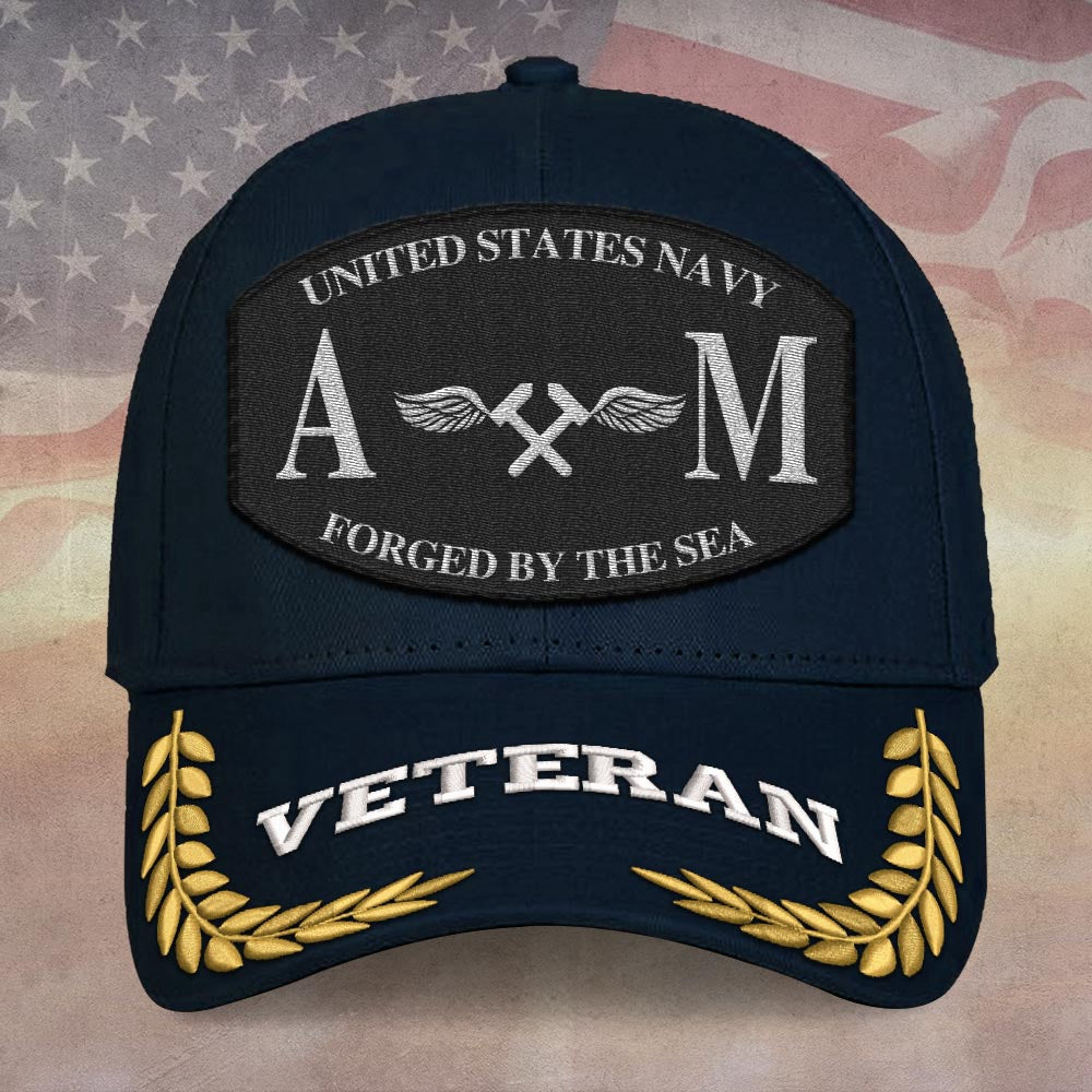 Us Veteran Navy Cap, Customized Navy Rating Forged By The Sea Embroidered Cap, Embroidered Dad Hat